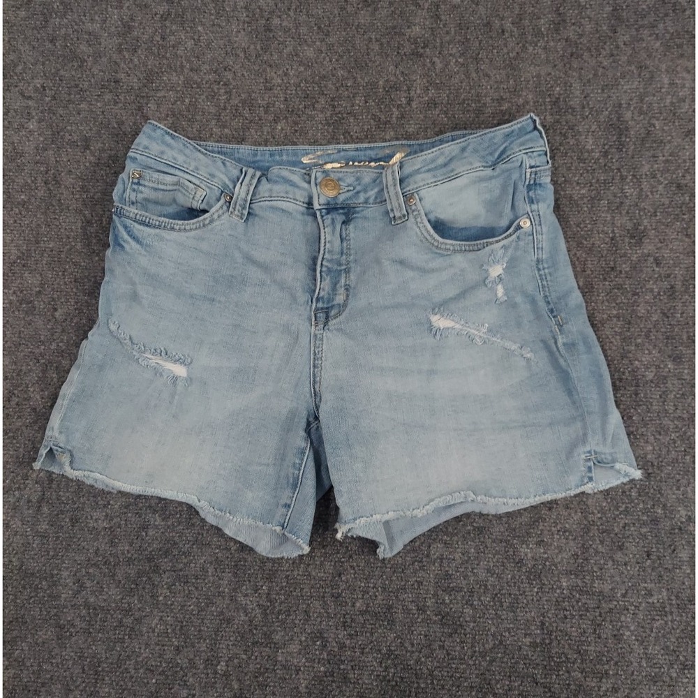 Seven 7‎ Denim Shorts Womens 8 Blue LIght Wash Raw Hem Distressed 4" inseam